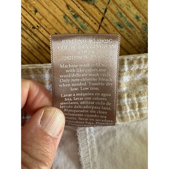 White Stag Womens Tan Skort 18 button zipper cotton mini plaid shorts skirt - Picture 7 of 8